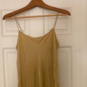 Vince Pale Gold Velvet Maxi Camisole Strap Dress in Small